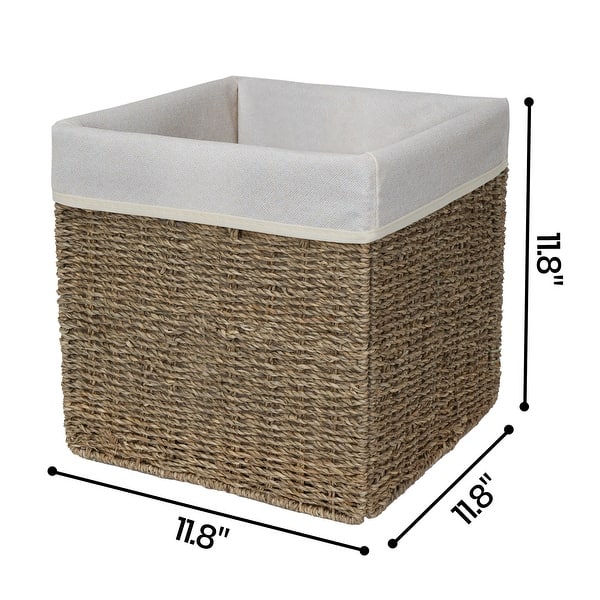 StorageWorks Seagrass Storage Basket Wicker Woven Storage Baskets with Liners (2Pack) Bed