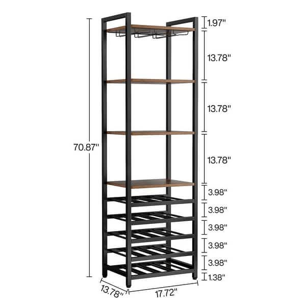 20 Bottle Freestanding Floor Wine Rack, 9 Tier Floor Liquor Cabinet ...