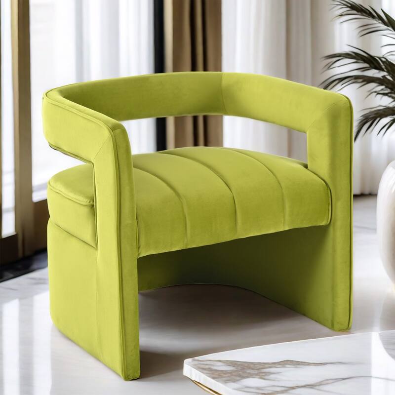 24.25" Velvet Accent Chair with Ribbed Detail