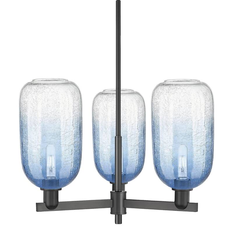 Innovations Lighting 716-3CR-17-18 Brookhaven Cloche Chandelier - Matte Black / Sapphire Blue