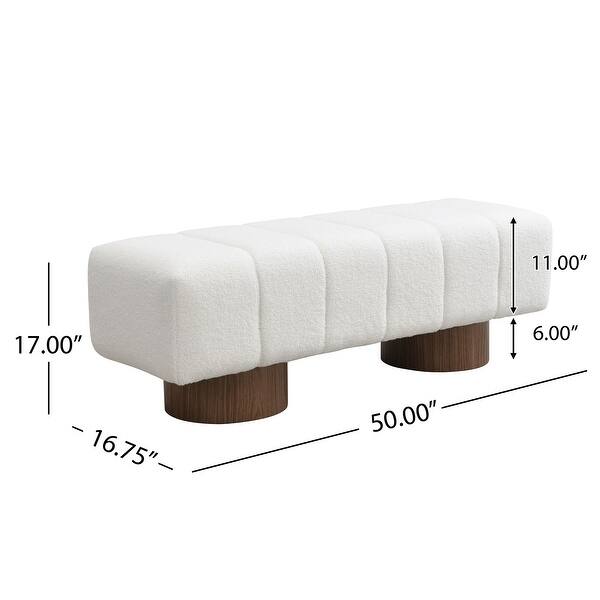 dimension image slide 2 of 4, 50"L Chenille Upholstered Bench with Wood Legs, No Assembly Needed, Multi-Functional Dining/Bedroom/Entryway Ottoman