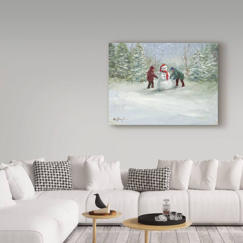 Mary Miller Veazie 'Snowman And Children' Canvas Art