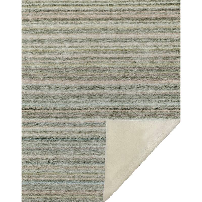 Premium Machine Washable Casual Stripes Sherpa Throw Blanket