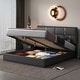 preview thumbnail 32 of 30, Queen Size Bed Grounding Platform Bed with Hydraulic Storage Upholstered Low Profile Bed Wingback Bed with Metal Legs Black PU - Queen
