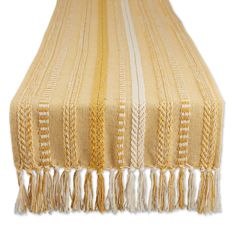 DII Black Braided Stripe Table Runner - 15x72" - Honey Gold
