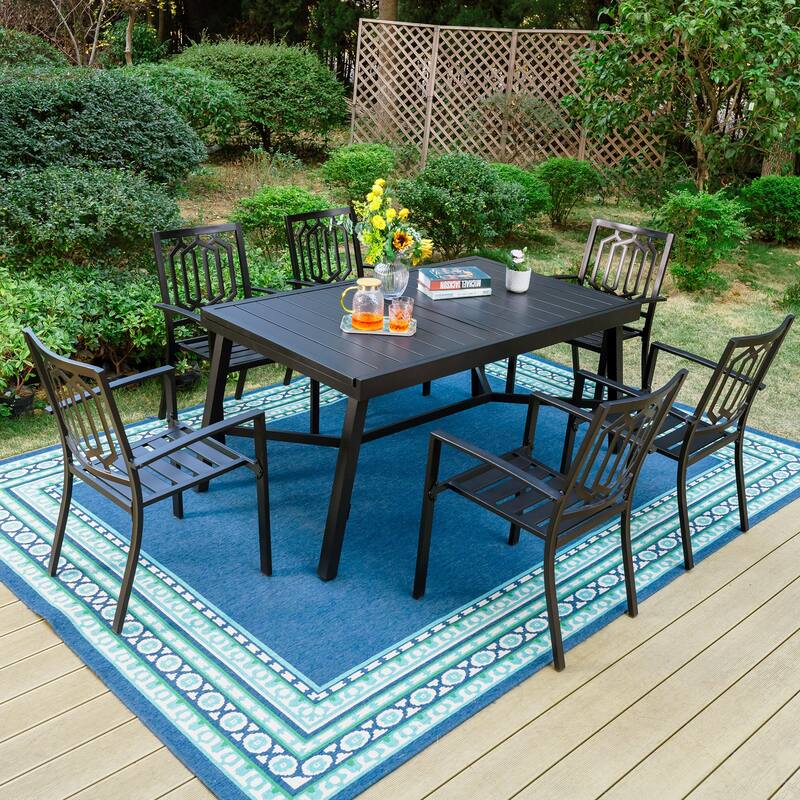 MAISON ARTS 7/9-Piece Outdoor Dining Table Sets with Expandable Rectangular Metal Dining Table & 6/8 Dining Chairs