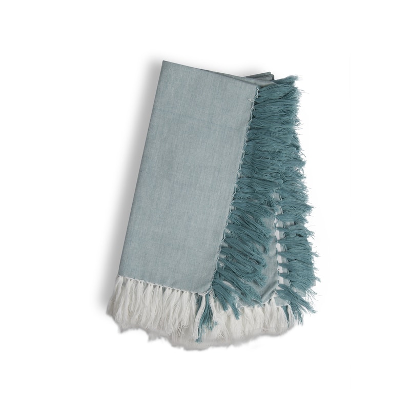 Bay Chambray Teal Napkin Set of 4 - Cotton Kitchen Textiles, Everyday Use, 20" x 20", Machine Washable - 20 x 20