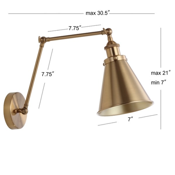 Rover 7" Adjustable Arm Metal LED Wall Sconce, Brass by JONATHAN Y