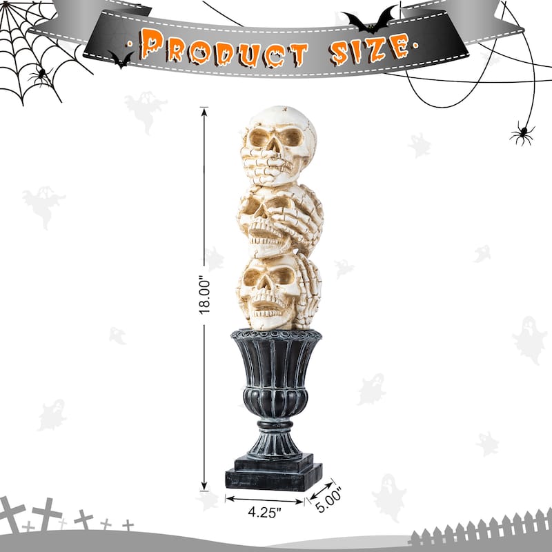 Glitzhome 18''H Halloween Resin Stacked Skull Table Decor