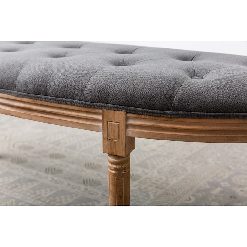 49" Semi Circle Ottoman Bench Seat,Birch Frame, Rubber Wood Legs