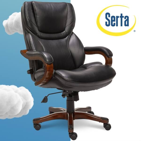 Shop Serta Executive Office Chair In Black Bonded Leather On Sale Overstock 23058116