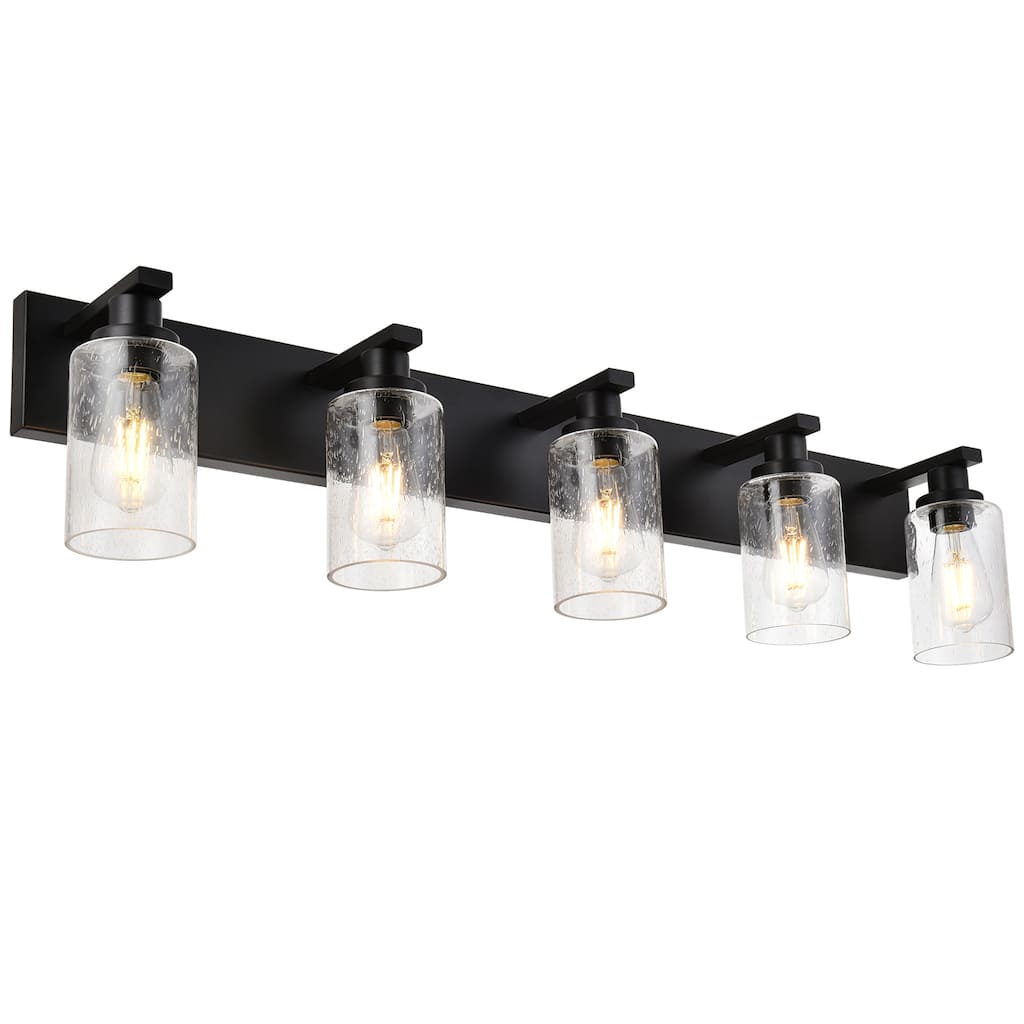 Modern Vanity Light with Seeded Glass Shade