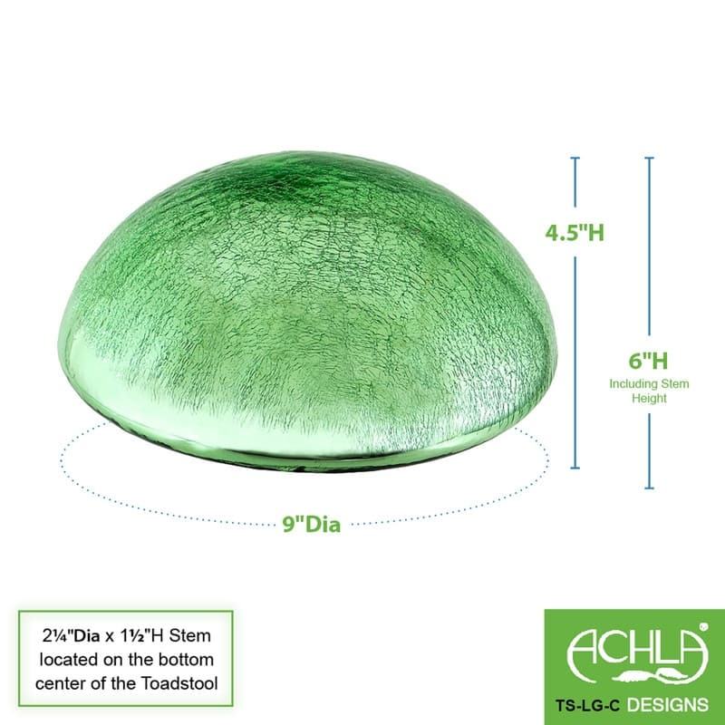 Achla Designs Glass Toadstool Gazing Globe Ball, 9 Inch Diameter