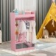 preview thumbnail 10 of 13, Costume RackOpen Hanging Armoire Closet with Mirror-PINK