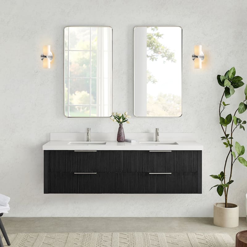 Barcelona Floating Bath Vanity with Quartz Stone Top without Mirror