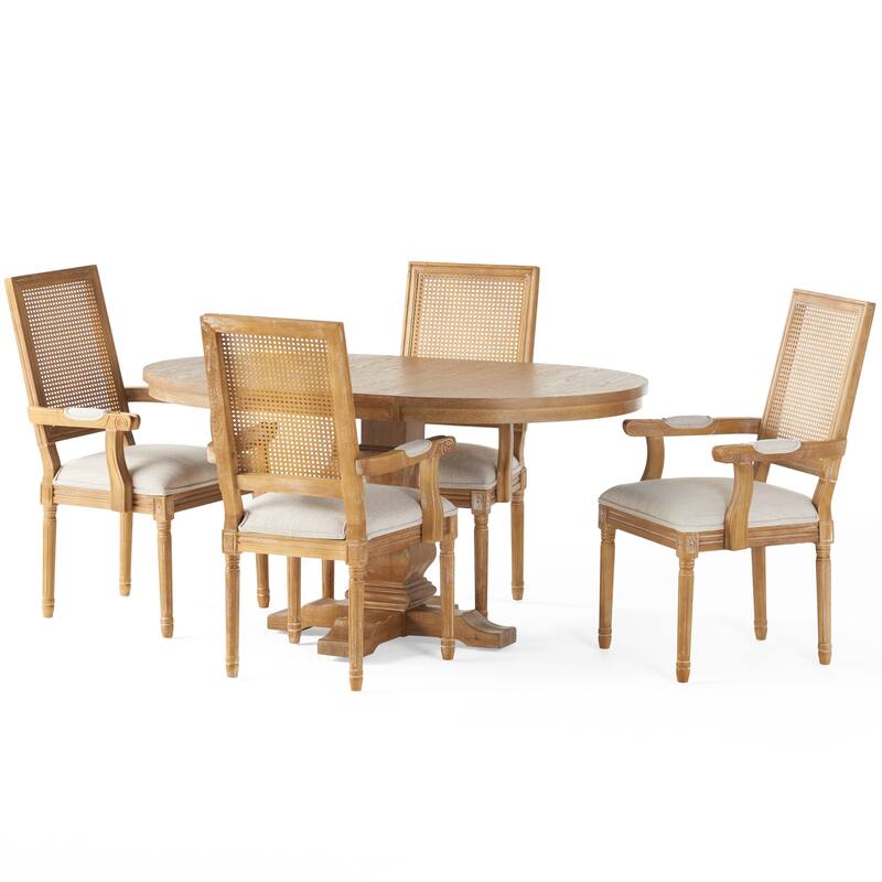 Maria Fabric and Rubberwood Dining Set by Christopher Knight Home