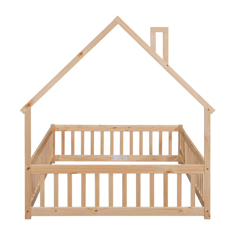 House-Shaped Headboard Floor Bed with Fence
