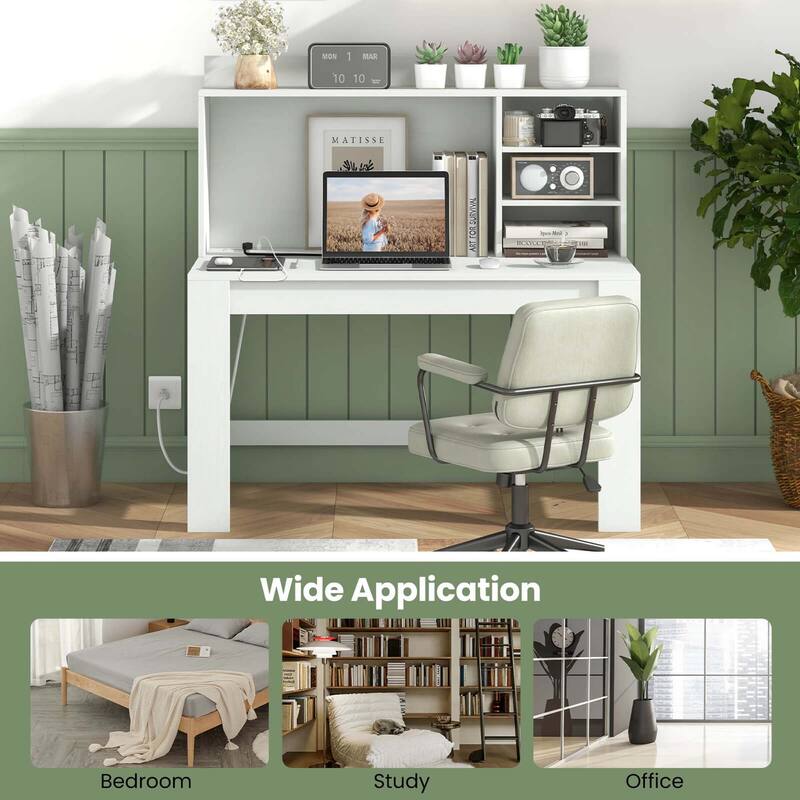 Costway Computer Desk with Hutch 2 Power Outlets USB & Type-c charging - See Details