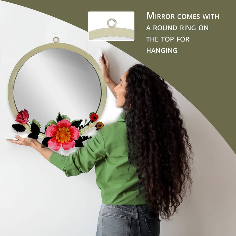 Decorative Wall Mirror Handmade Hand Painted Flower Hanging Mirrors