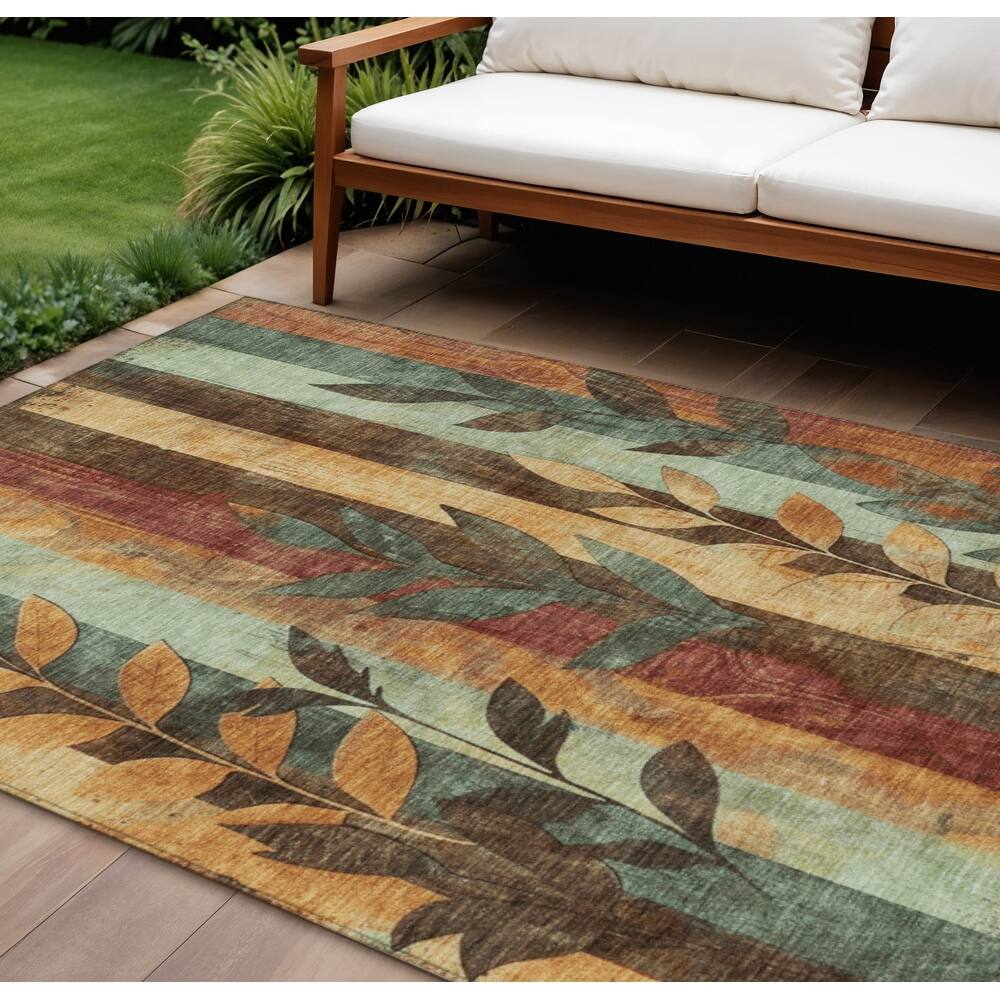HomeRoots Floral Transitional Rectangle Outdoor Rug