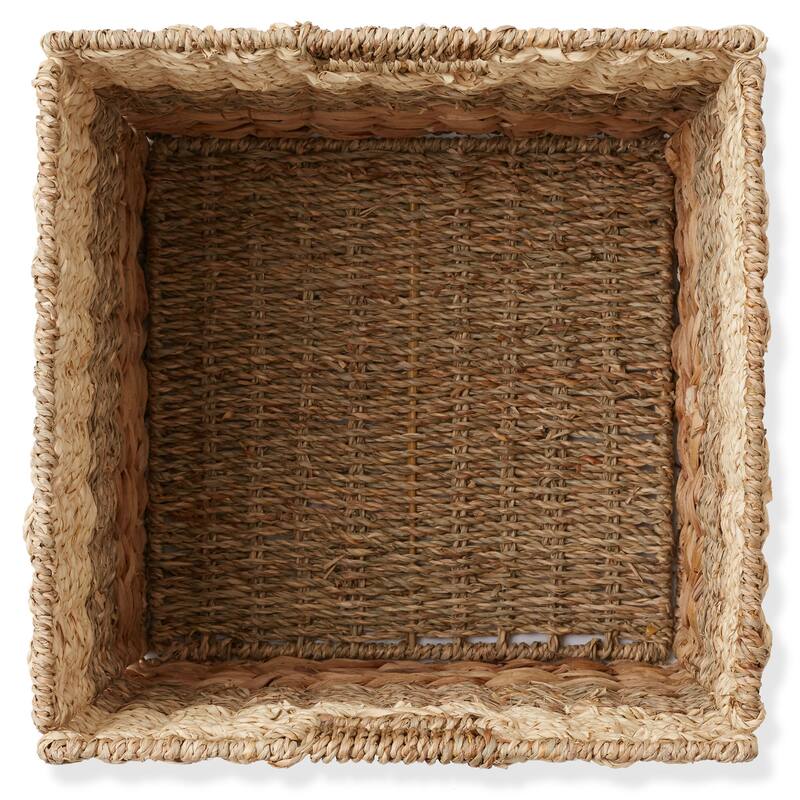 Mixed Weave Hyacinth Seagrass Storage Basket Set Natural Wicker