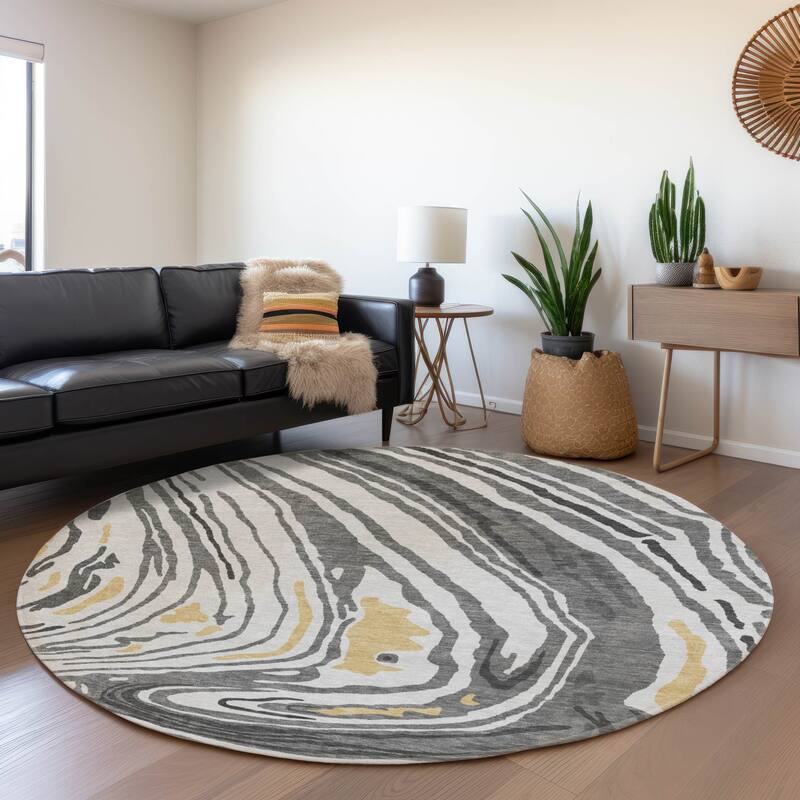 Premium Washable Super Soft Abstract Contemporary Mayfield Rug - Gray - 8' x 8'