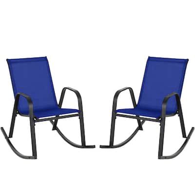 Costway 2/4 PCS Patio Rocking Chair Heavy-Duty Metal Rocker Outdoor