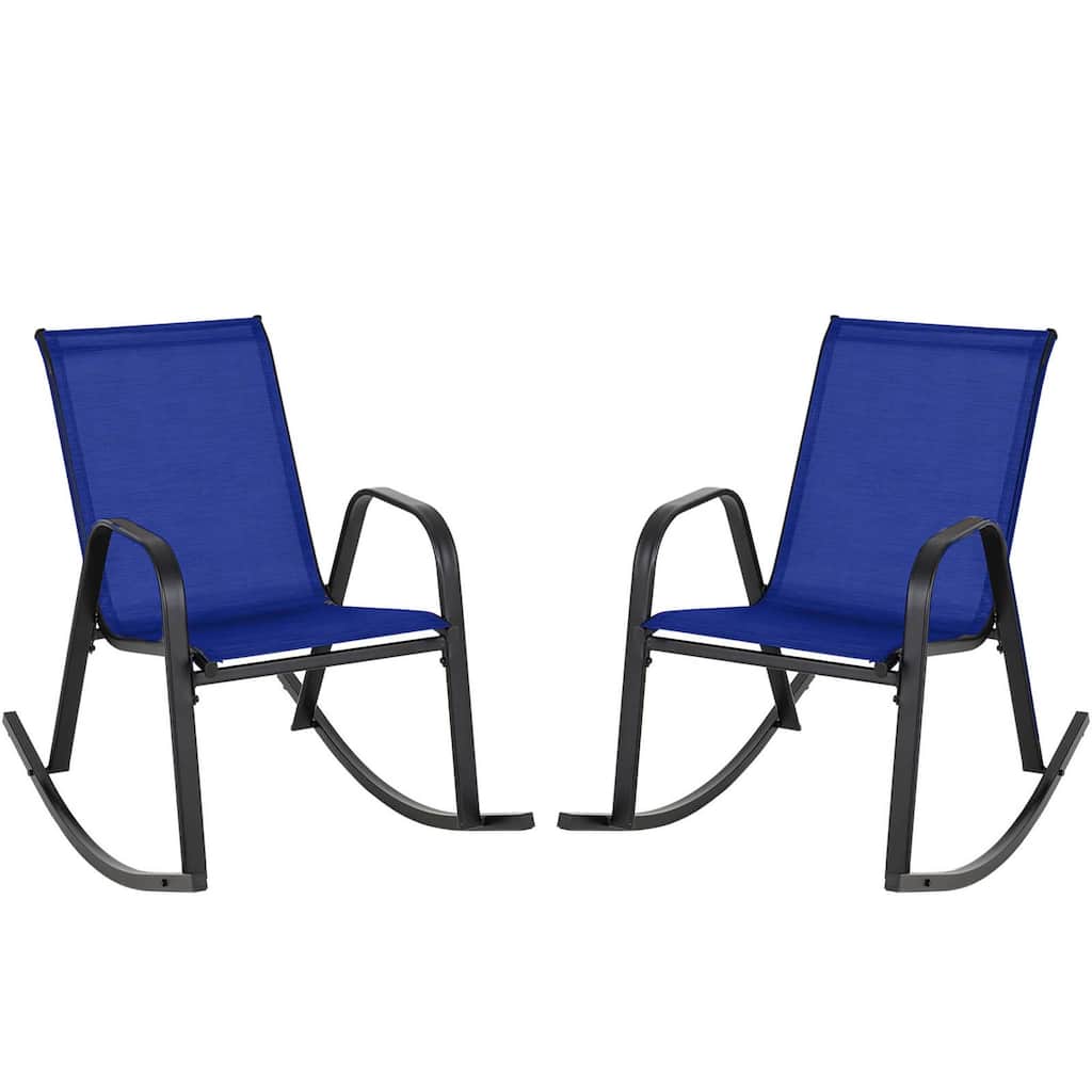 Costway 2/4 PCS Patio Rocking Chair Heavy-Duty Metal Rocker Outdoor