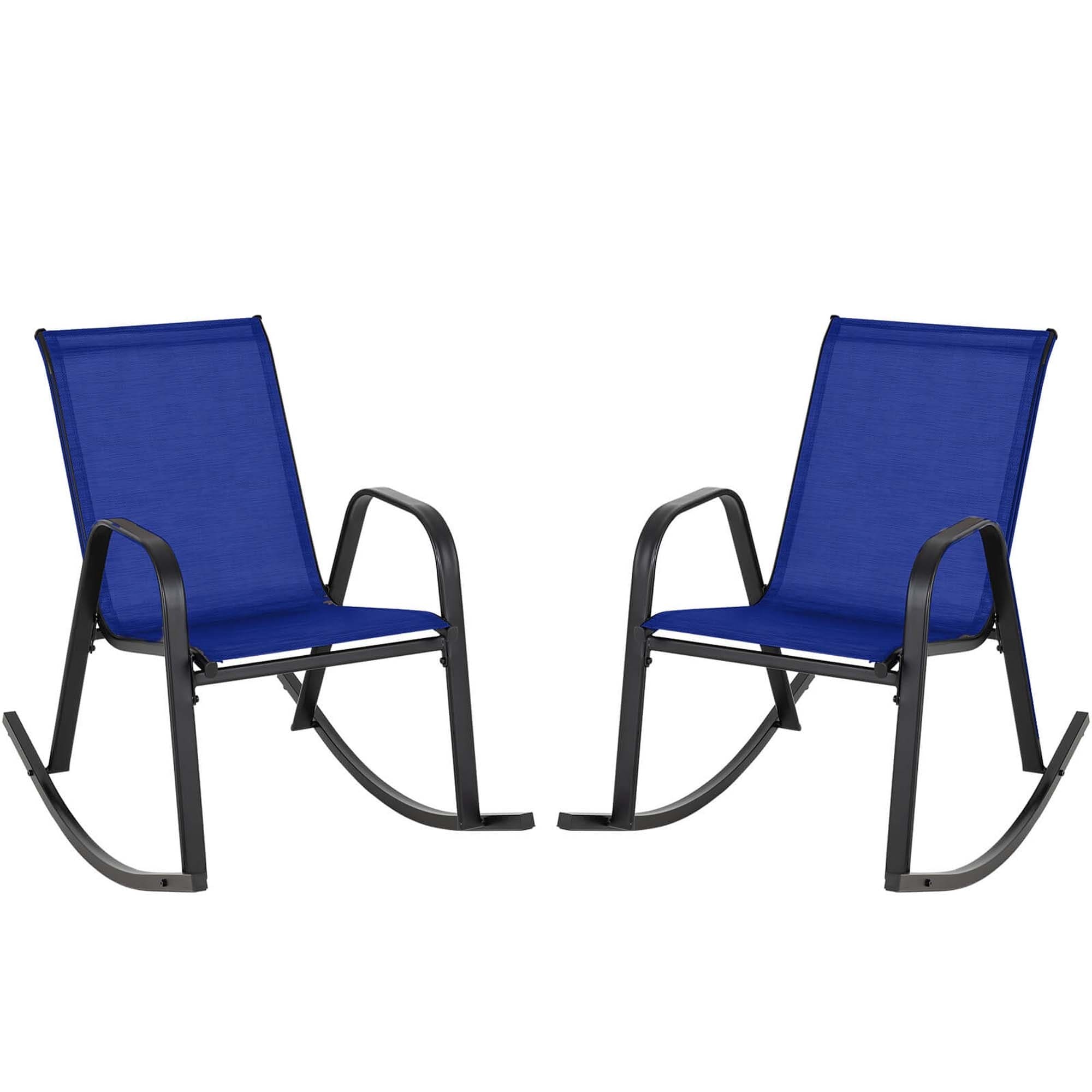 Costway 2/4 PCS Patio Rocking Chair Heavy-Duty Metal Rocker Outdoor