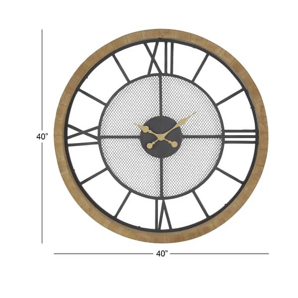 Brown Wooden Decorative Wall Clock - 40 x 4 x 40