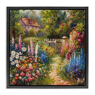 Stupell Blooming Spring Cottage Framed Floater Canvas Wall Art Design ...
