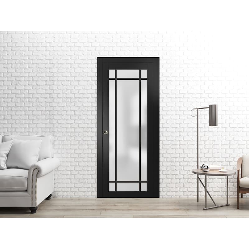 French Pocket Door 18 x 80 Planum 2112 Matte Black Kit Trims Rail