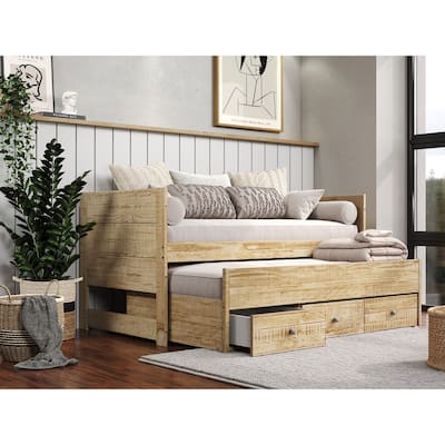 Taylor & Olive Begonia Twin Bed with Twin Trundle & 3 Built in Drawers