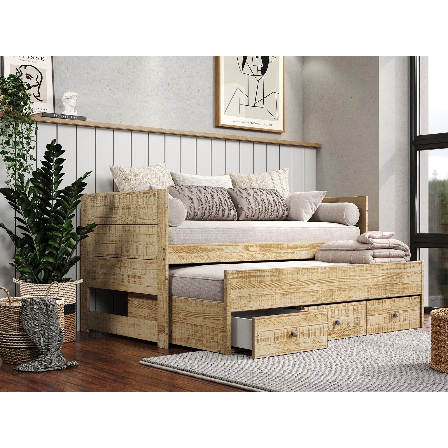 Taylor & Olive Begonia Twin Bed with Twin Trundle & 3 Built in Drawers