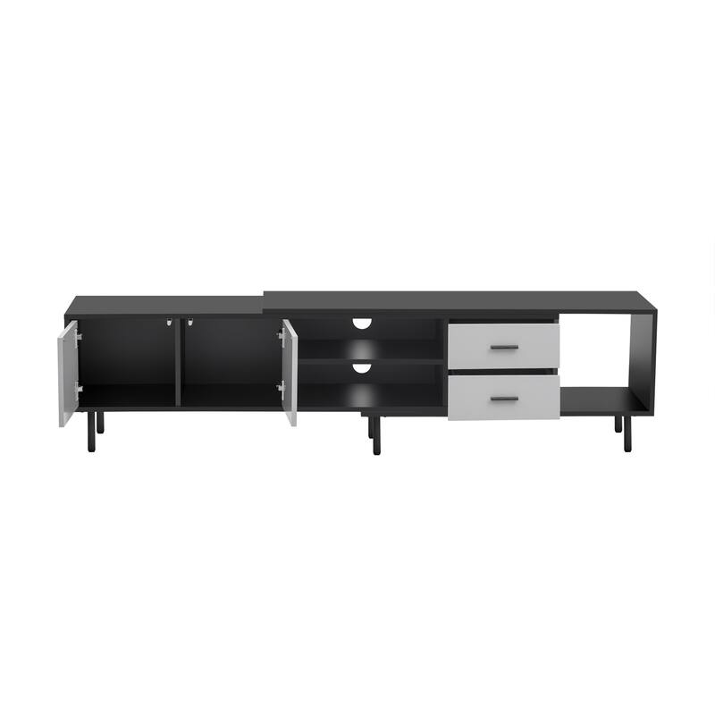 Freestanding TV Stand for 80" TV with 2 Doors, Media Console Table, Entertainment Center with Large Storage Cabinet