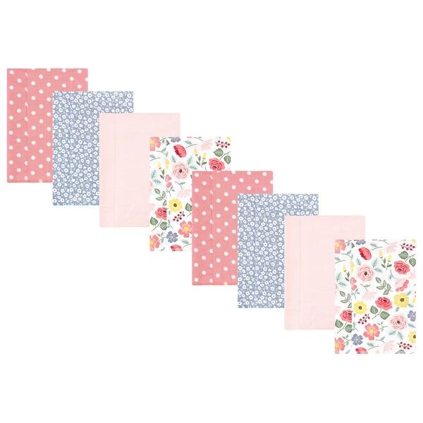 slide 1 of 1, Hudson Baby Girls Cotton Poly Flannel Burp Cloths 8-Pack, Modern Botanical, One Size - Modern Botanical 8-Pack - One Size One Size - Modern Botanical 8-Pack