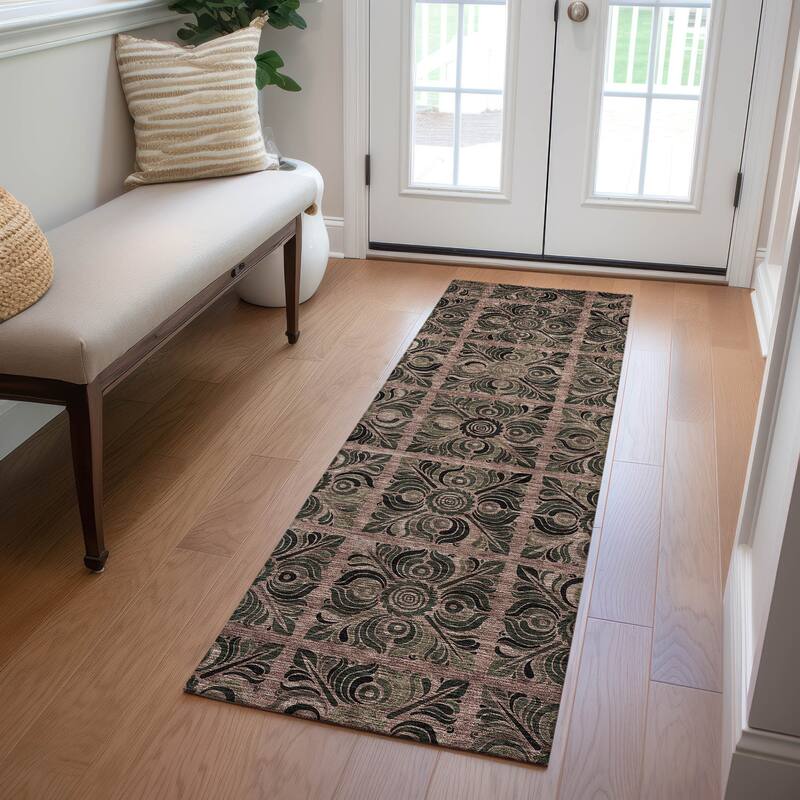 Machine Washable Indoor/ Outdoor Chantille Mosic Rug