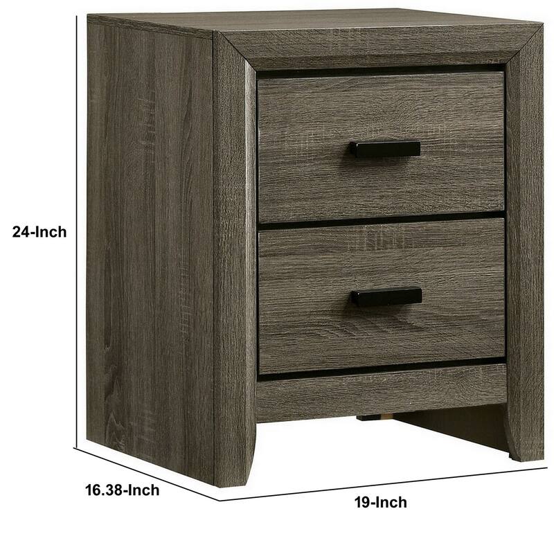 Brown 2 Drawer 16.38 in. W Nightstand with Sturdy Drawer Pulls