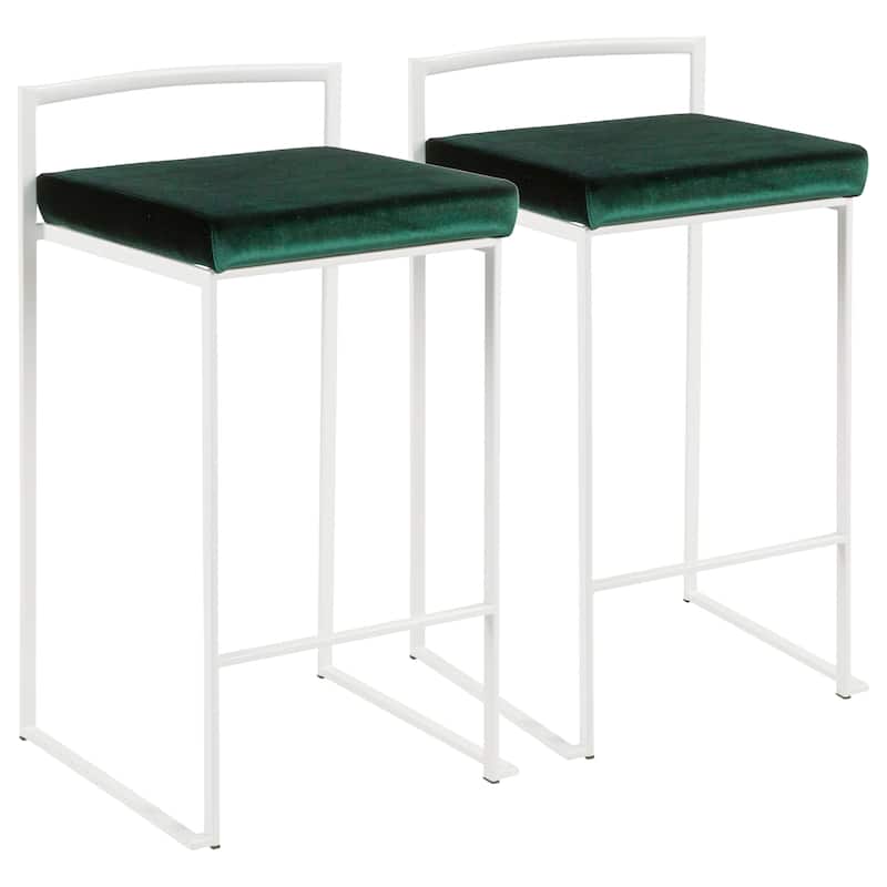 Porch & Den Forrest 26" White Fixed-Height Stackable Counter Stool (Set of 2)