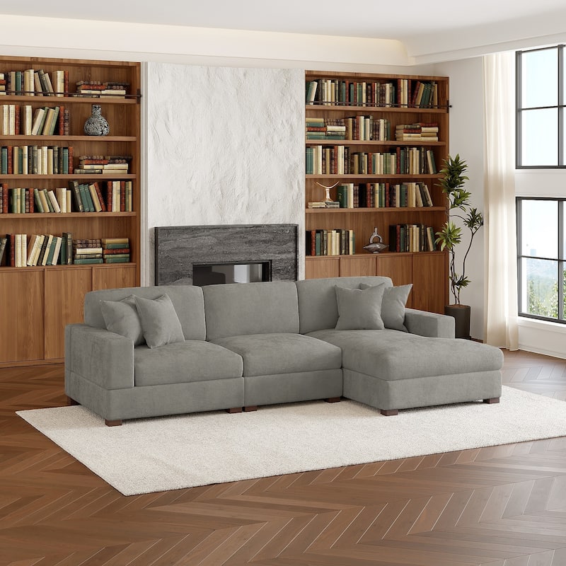 Modern Oversized Chenille Modular Sectional Sofa With Chaise