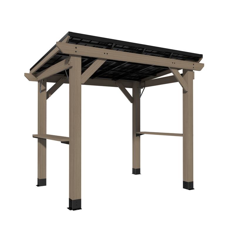 Outdoor Hardtop Gazebo, Cedar Wood Gazebo with Galvanized Steel‌ Roof
