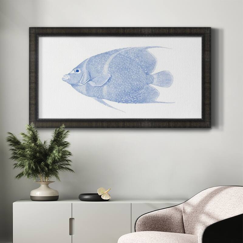 Blue & White Tropical Fish V Premium Framed Canvas- Ready to Hang