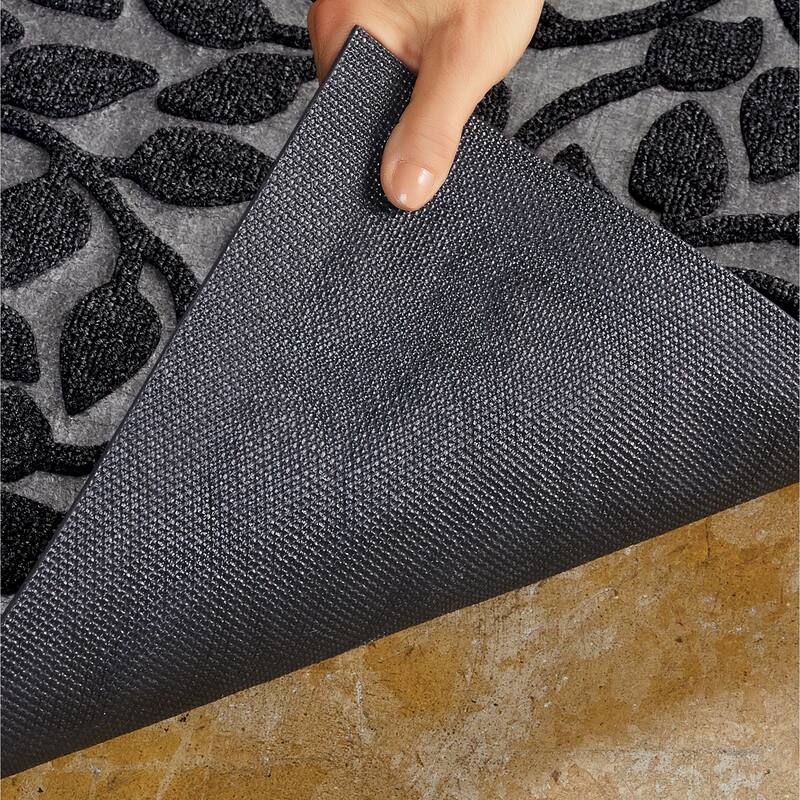 Raised Leaf Design Skid-Resistant Utility Rug - Overstock - 39876072
