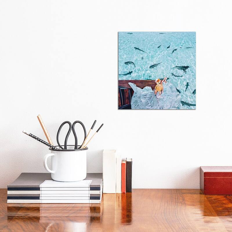 iCanvas "Breakfast With Sharks" by Hobopeeba Canvas Print - 12x12x1.5