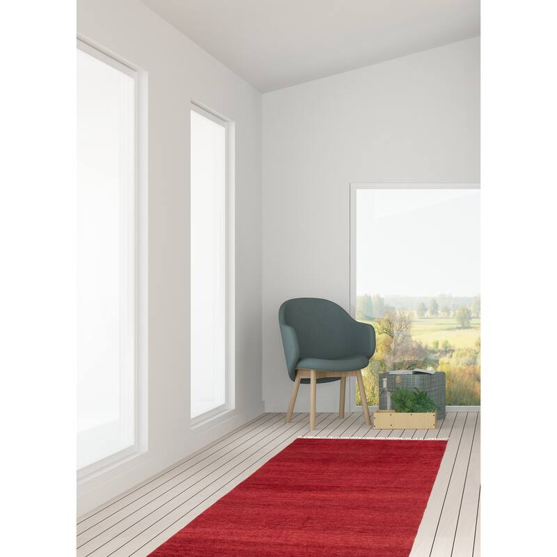 ECARPETGALLERY Hand-knotted Pak Finest Gabbeh Dark Red Wool Rug - 3'11 x 6'2