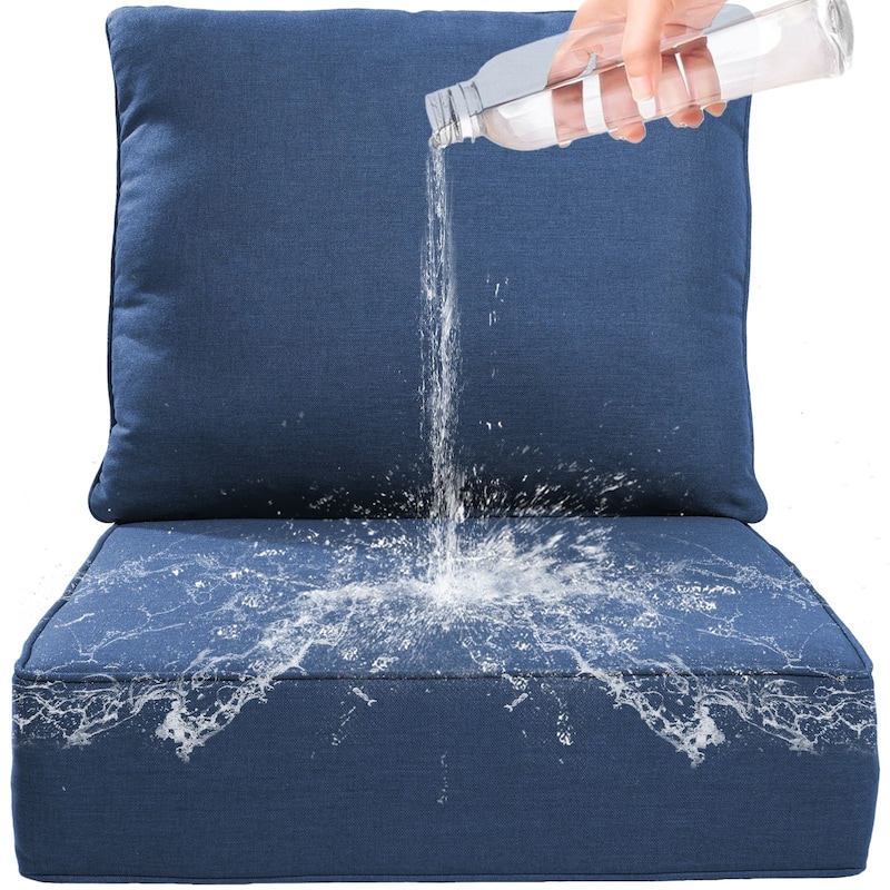 22" W x 24" D x 6" T Water & Fade Resistant Outdoor Lounge Chair Replacement Cushion Set
