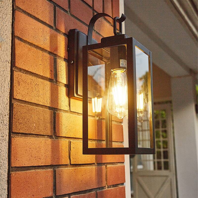 1-Light Outdoor Wall Light Sconce Matte Black Lantern