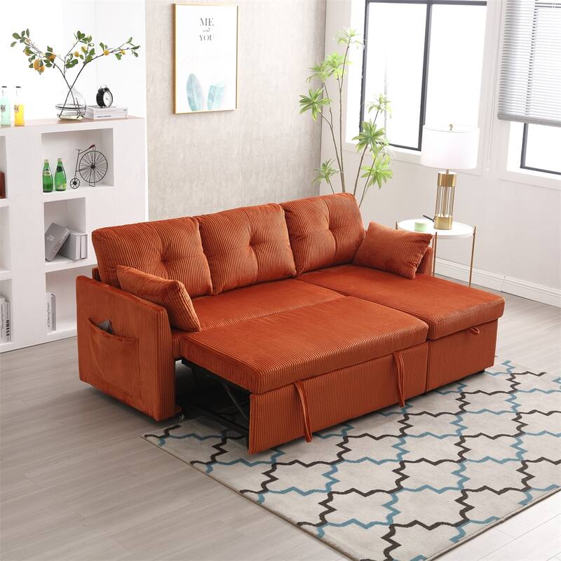 L Shaped Modular Sectional Sofa w/ Reversible Chaise and Storage Seat - Orange