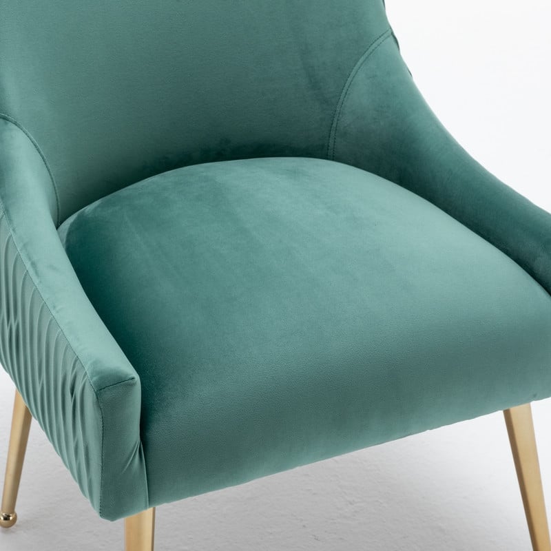 SEYNAR Modern Glam Boucle Pleated Velvet Dining Chair or Vanity Chair Set of 4 with Rear Handle