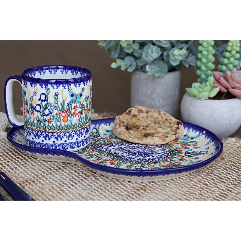 Blue Rose Polish Pottery 209-55 Vena Breakfast Plate & Mug